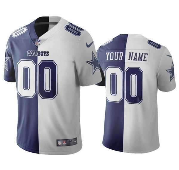 Mens Dallas Cowboys Customized Navy White Split Vapor Untouchable Limited Stitched Jersey